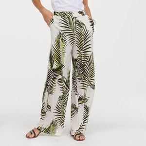 Palm Print Wide Leg Pants